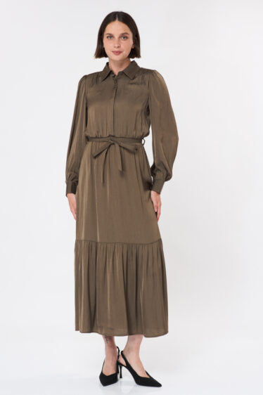 שמלת מקסי אלגנט - ירוק זית