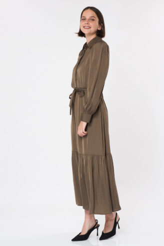 שמלת מקסי אלגנט - ירוק זית