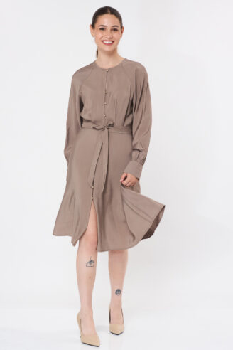 שמלת כפתורי זהב - חום