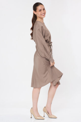 שמלת כפתורי זהב - חום