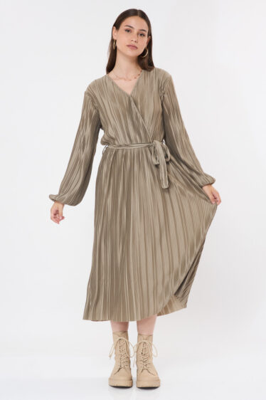 שמלת פליסה - ירוק