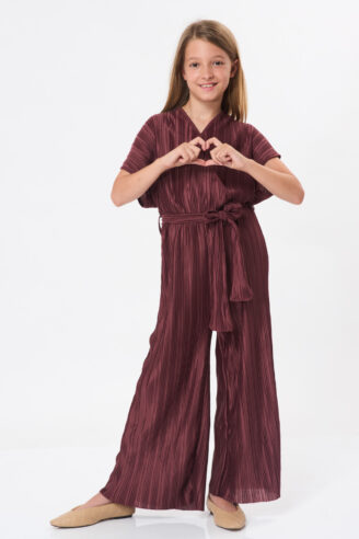 אוברול פליסה ילדות - ורוד