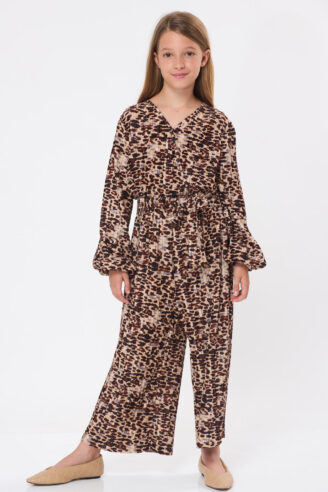 אוברול ילדות מודפס שרוול ארוך אוברול ילדות מודפס שרוול ארוך