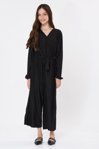 אוברול ילדות שרוול ארוך - שחור