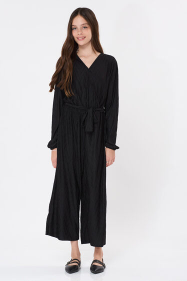 אוברול ילדות שרוול ארוך - שחור