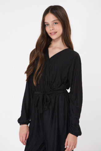 אוברול ילדות שרוול ארוך - שחור