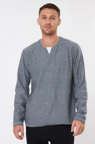 סריג בייסיק צווארון כפול - מיקס כחול