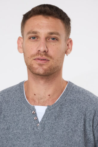 סריג בייסיק צווארון כפול - מיקס כחול