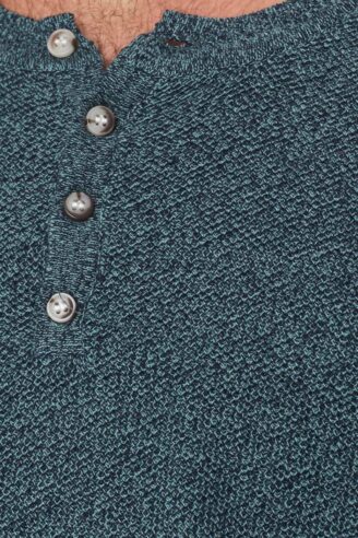 סריג קל סריגת ואפל עם כפתורים - מיקס ירוק שחור