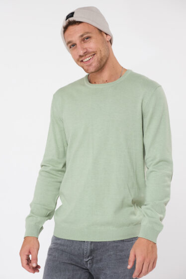 סריג בייסיק צווארון עגול - ירוק בהיר