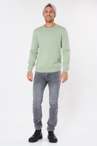 סריג בייסיק צווארון עגול - ירוק בהיר