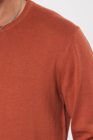 סריג בייסיק צווארון עגול - כתום כהה