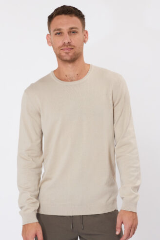 סריג בייסיק צווארון עגול - אבן