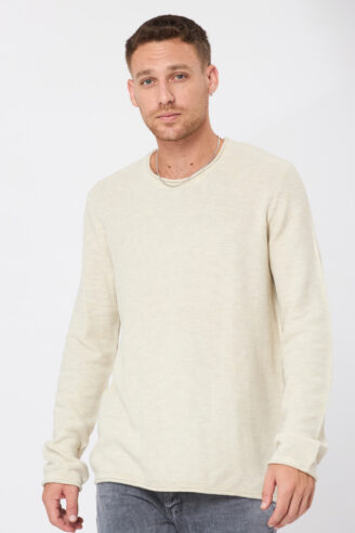 סריג קל סריגת ואפל צווארון עגול - אופוויט