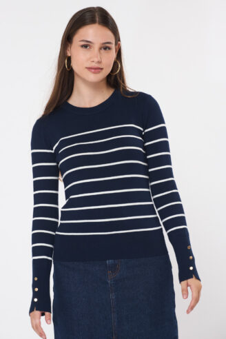 סריג בייסיק פסים - כחול לבן