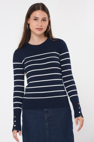 סריג בייסיק פסים - כחול לבן