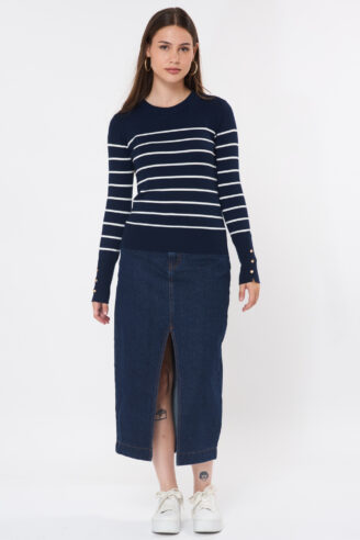 סריג בייסיק פסים - כחול לבן