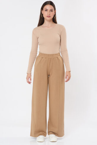 מכנסי WIDE LEG - קאמל