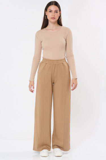 מכנסי WIDE LEG - קאמל