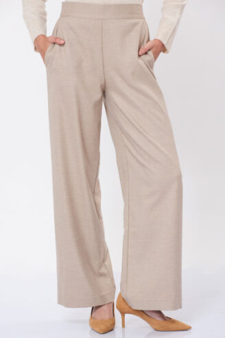 מכנס אריג רחב ישר - בז