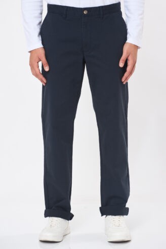 מכנסי צ'ינו בסיסים גימור פיצ' גזרה ישרה - כחול נייבי