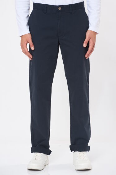 מכנסי צ'ינו בסיסים גימור פיצ' גזרה ישרה - כחול נייבי