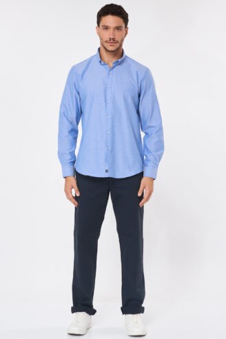 מכנסי צ'ינו בסיסים גימור פיצ' גזרה ישרה - כחול נייבי