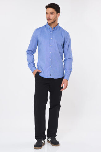 מכנסי צ'ינו בסיסים גימור פיצ' גזרה ישרה - שחור