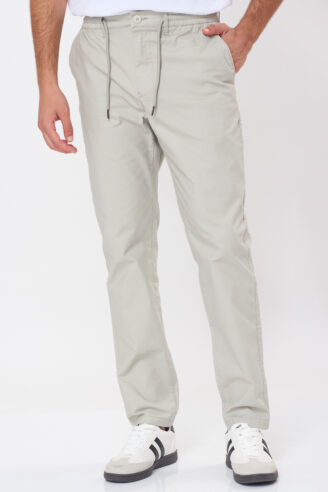 מכנסי טקסטורה עם גומי - אבן