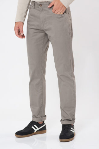 מכנס טויל שטוף 5 כיסים - חום מעושן