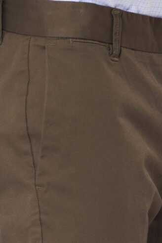 מכנסיים אלגנטים TWILL - חום זית כהה