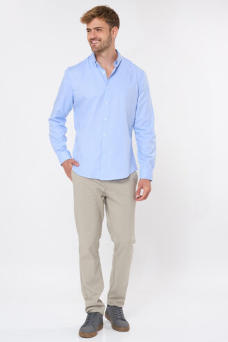 מכנסי אלגנט חלקים בגזרה צרה - אבן