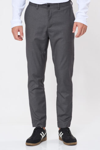 מכנסיים אלגנטים חגורת גומי - אפור