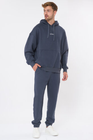 מכנסי פוטר בסיסי חלק - כחול