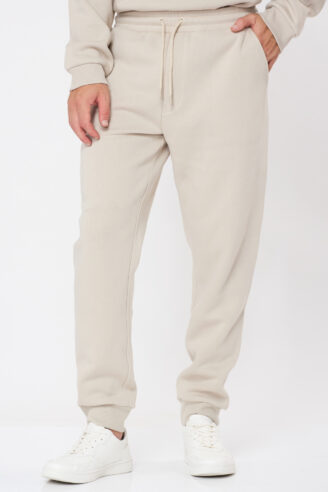 מכנסי פוטר בסיסי חלק - בז'