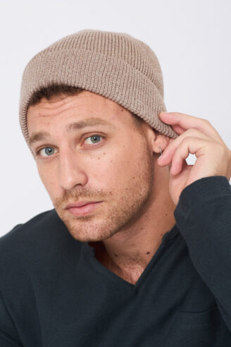 כובע סריג רך - בז'