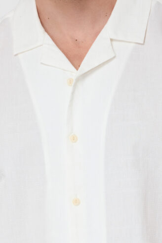 חולצה מכופתרת Dobby רקמה - לבן