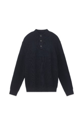 סוודר עבה חצי כפתרה - שחור