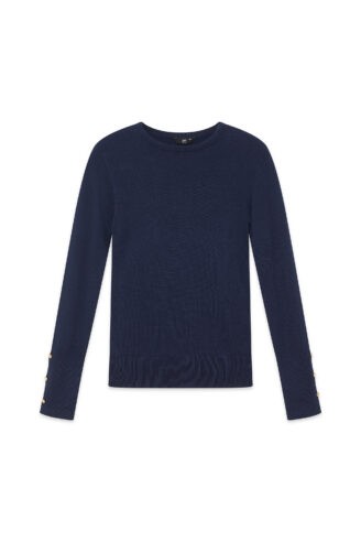 סריג בייסיק כפתורים בשרוול - כחול סריג בייסיק כפתורים בשרוול - כחול