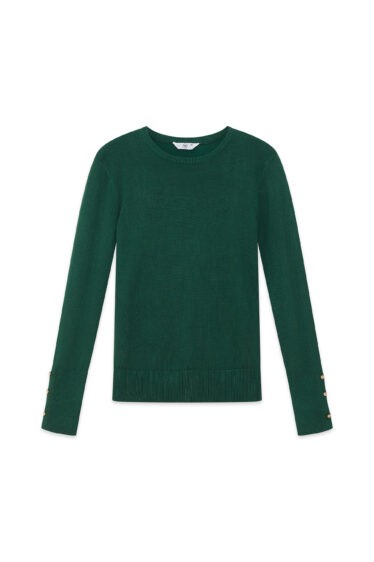 סריג בייסיק כפתורים בשרוול - ירוק