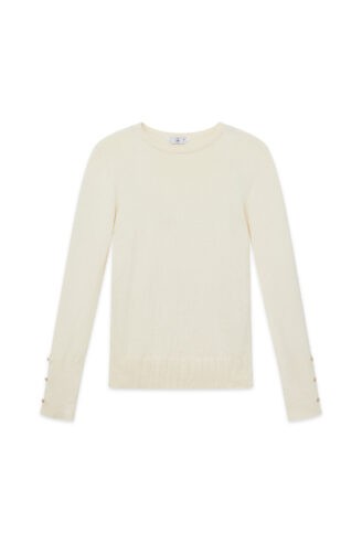 סריג בייסיק כפתורים בשרוול - אבן