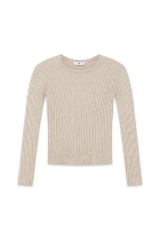 סריג בייסיק צווארון עגול - חום