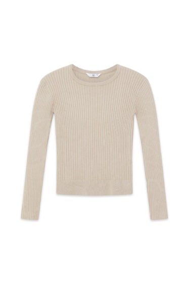 סריג בייסיק צווארון עגול - חום