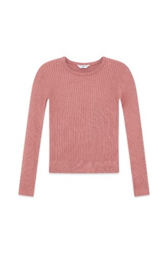 סריג בייסיק צווארון עגול - ורוד