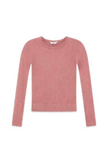 סריג בייסיק צווארון עגול - ורוד