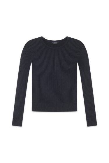 סריג בייסיק צווארון עגול - שחור