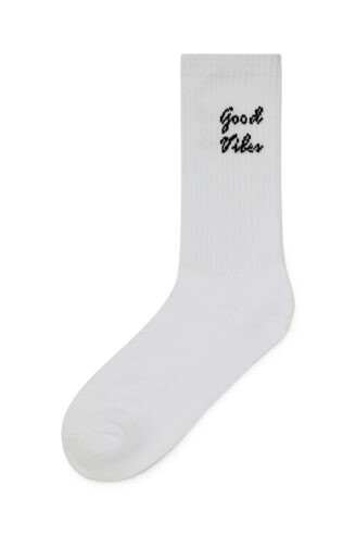 גרבי ספורט עם לוגו - לבן