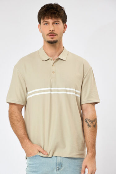 פולו פיקה בוקסי פסים - בז'